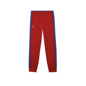 LACOSTE Sport Pants Mens Large Red Tennis Run Resistant Track ColorBlock
